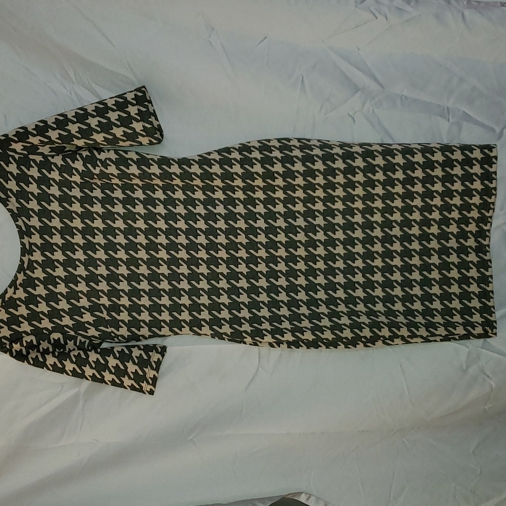 Bodycon stretch houndstooth midi dress medium Midi Classic Date Office Sexy Cute